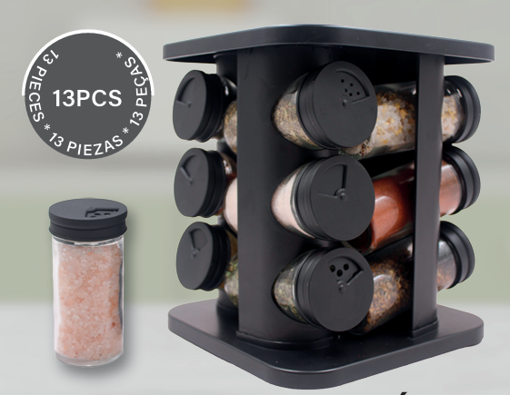 PORTA CONDIMENTOS GIRATORIO DE 12 PIEZAS