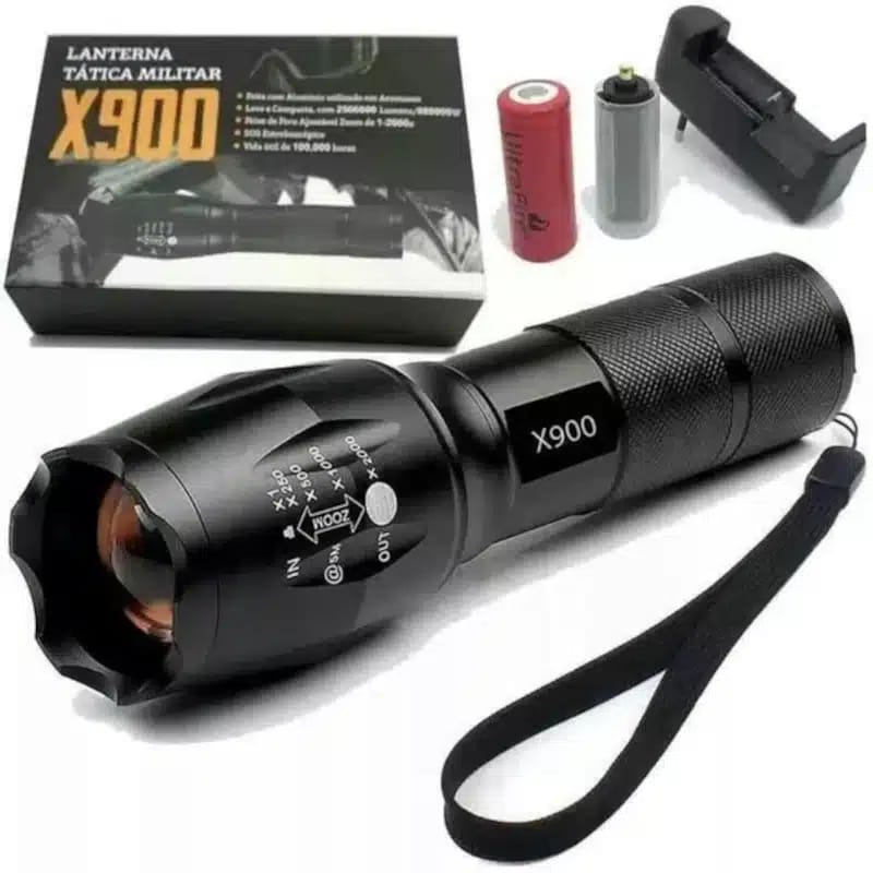 Linterna táctica militar LED X900 c/Zoom
