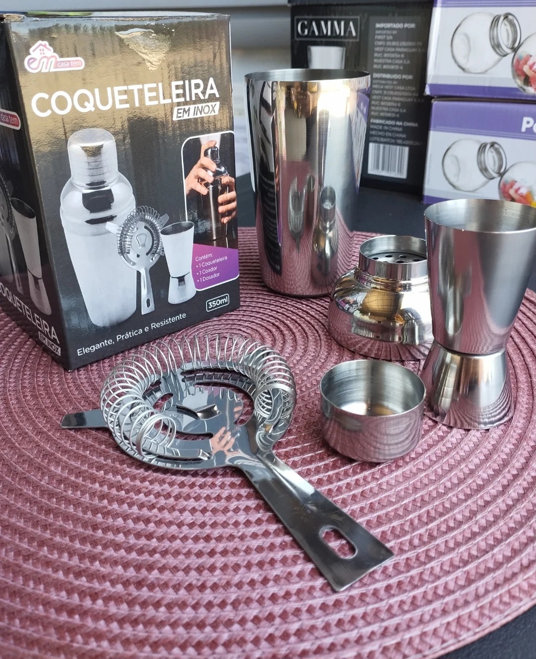 Juego de coctelera en acero inox